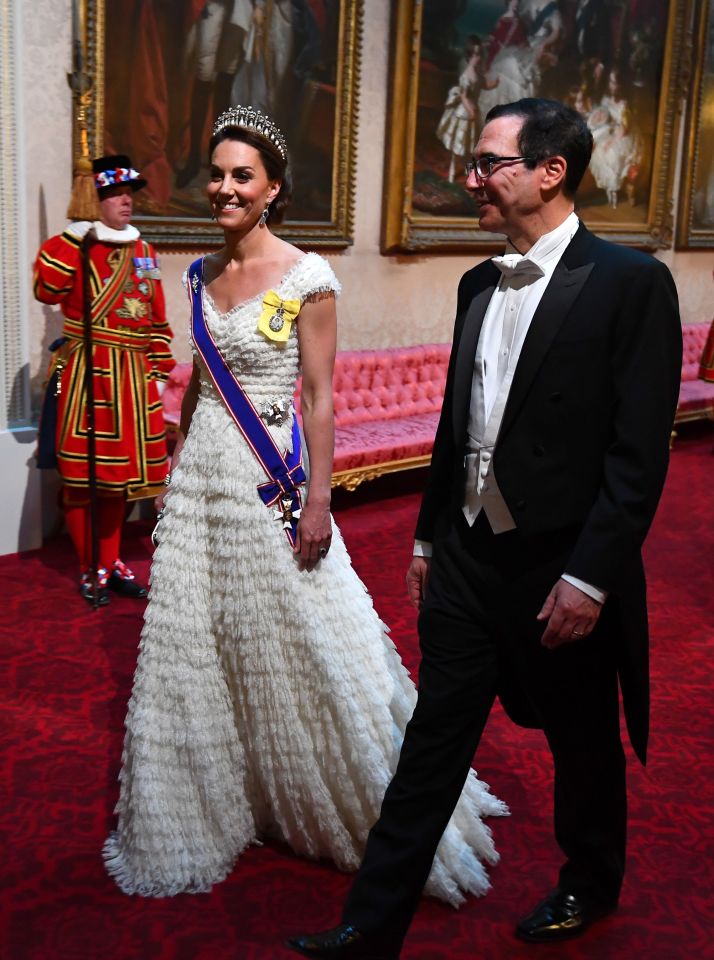  The Duchess of Cambridge was accompanied by Steven Mnuchin, the US Treasury Secretary