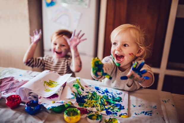 Children painting at nursey