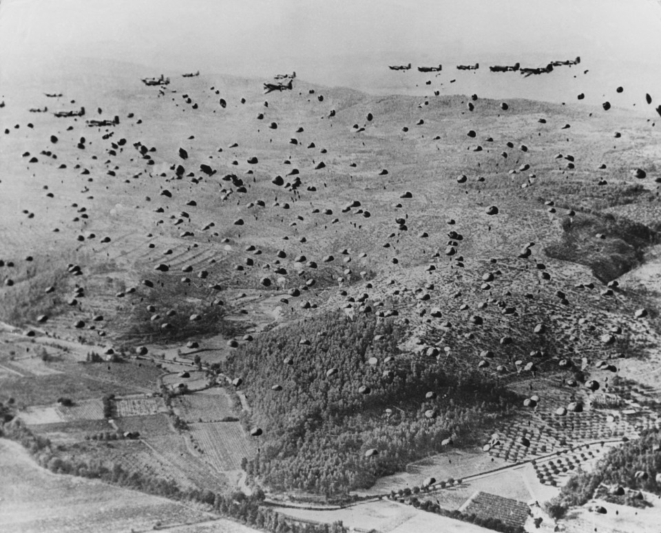  Hundreds of American paratroopers drop into Normandy, France on or near D-Day