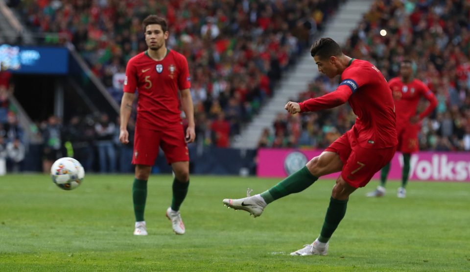  Cristiano Ronaldo strokes Portugal in front with a first-half free-kick from long range