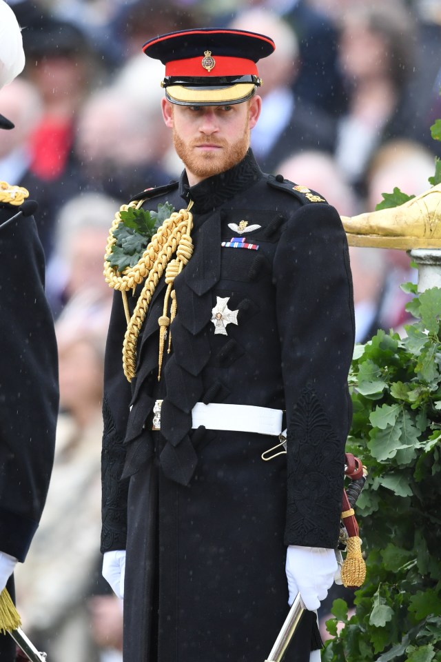 Prince Harry reviewing Chelsea Pensioners at the annual Founder’s Day Parade at the Royal Hospital Chelsea in London today