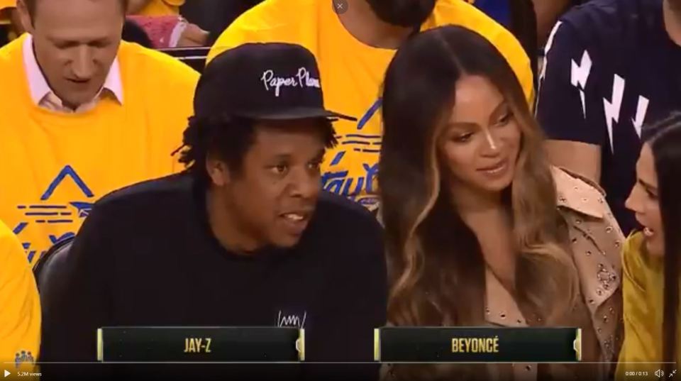  Beyonce looked less than impressed when Nicole Curran, the wife of Golden State Warriors owner Joe Jacobs, talked over her