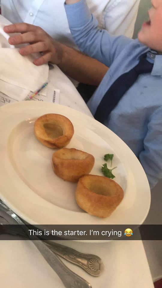  A wedding guest has shamed the very unusual dinner she was served at a reception in Leeds including a frozen Yorkshire pudding starter