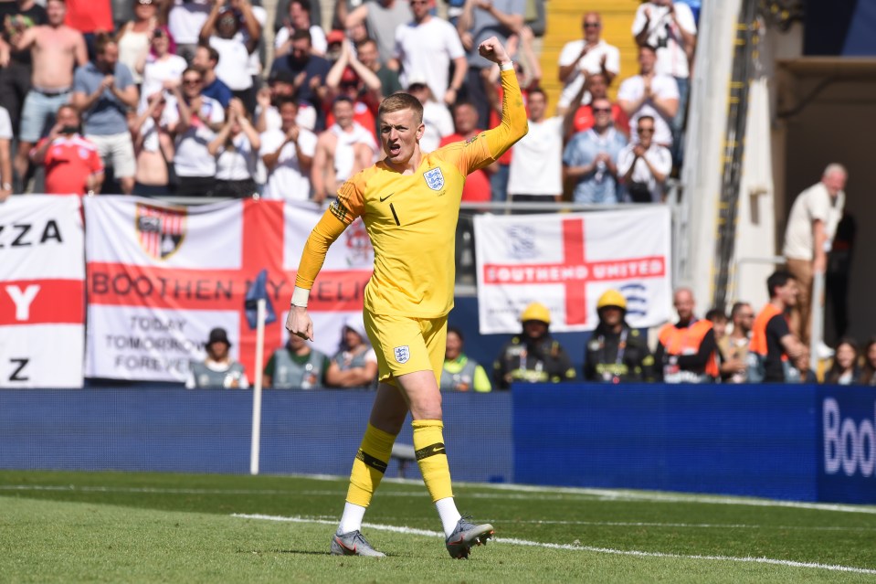 With the gloves off, he smashed his own strike in powerfully and celebrated in front of the England fans