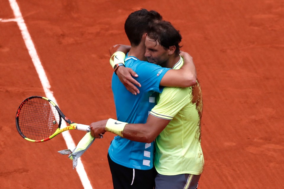  The King of Clay and the man he expects to succeed him embraced at the end