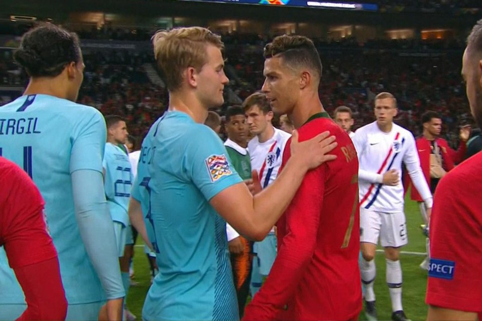  Cristiano Ronaldo tries to persuade De Ligt to move to Juventus after the pair meet in the Uefa Nations League final