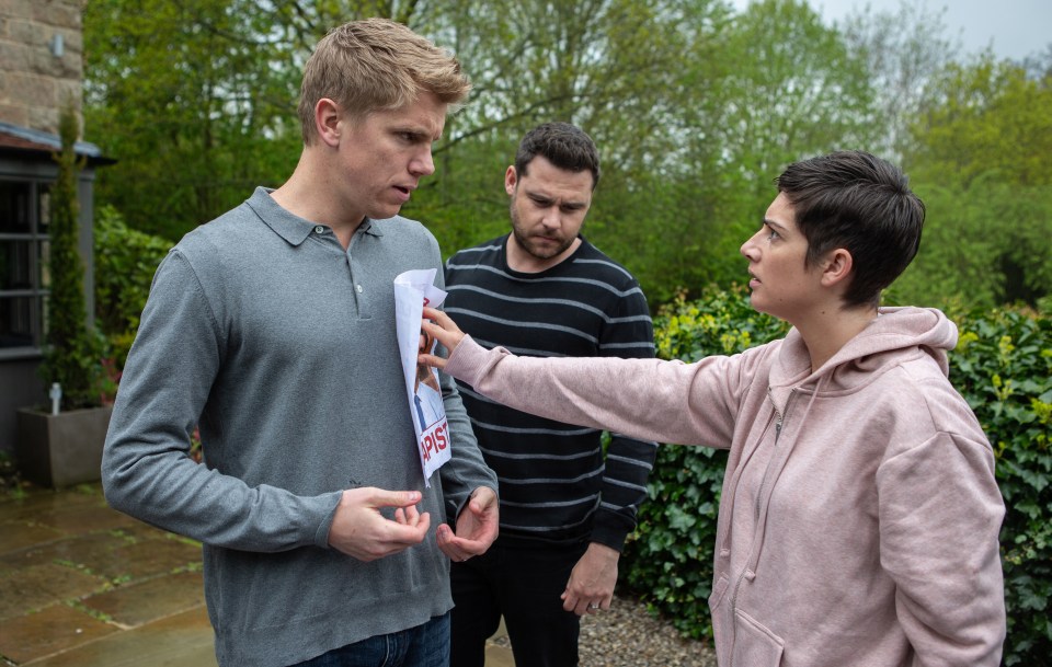  Robert Sugden and Aaron Dingle will unwittingly get Victoria Sugden arrested in Emmerdale next week