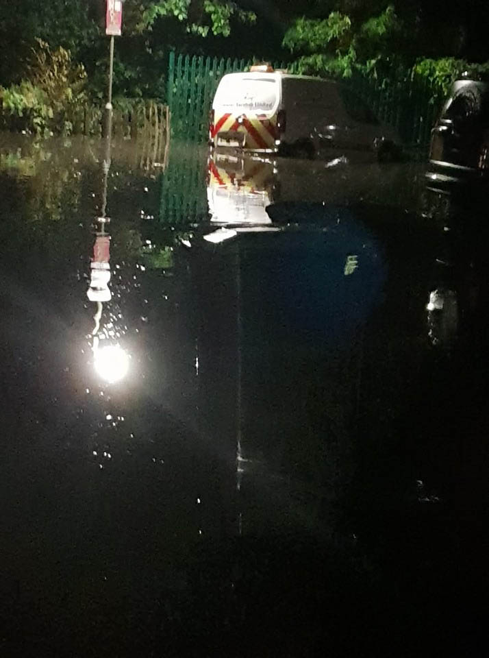 Photos posted online showed severe flooding leaving cars submerged in Kent