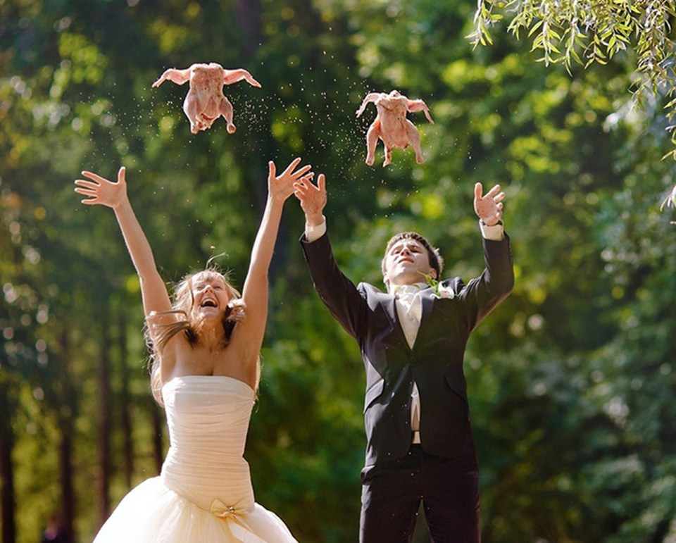 Apparently chickens at Russian weddings are a thing?