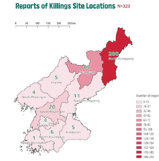  Recent research showed the sites of North Korea's public executions