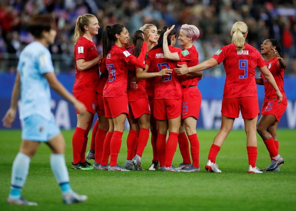  USA scored THIRTEEN goals as they set a World Cup record in beating Thailand