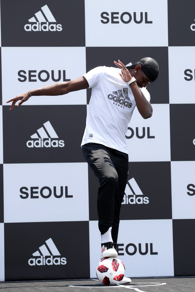 Paul Pogba showed off his dabbing skills at the Seoul event