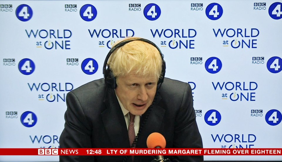  Boris Johnson speaking to the BBC