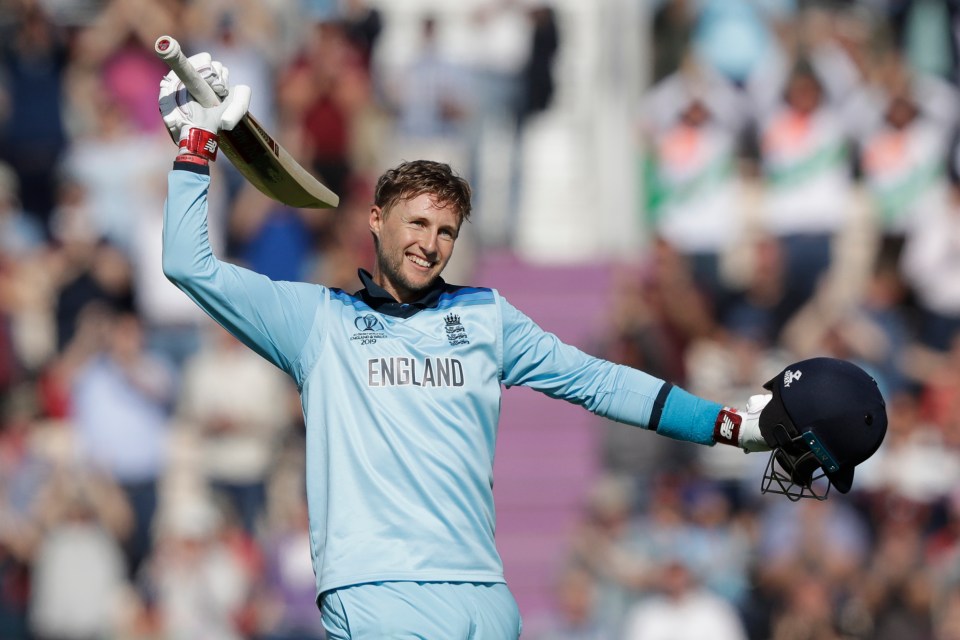  Joe Root celebrates his second century of the tournament