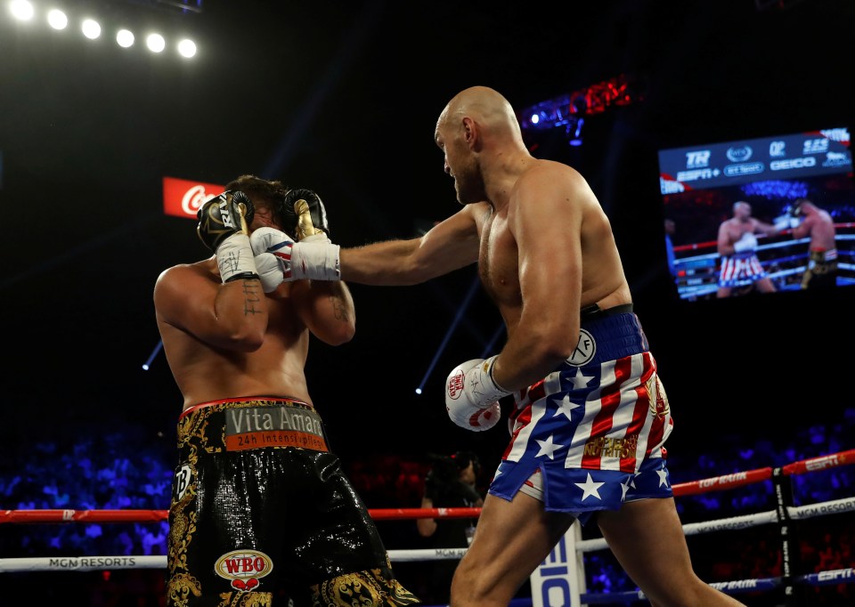  Tyson Fury battered Tom Schwarz in the orthodox and southpaw stabce