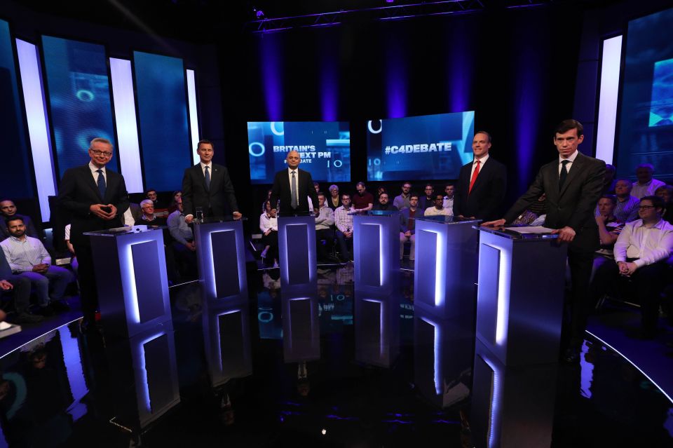  The Tory leadership candidates minus Boris Johnson at the Channel 4 debate