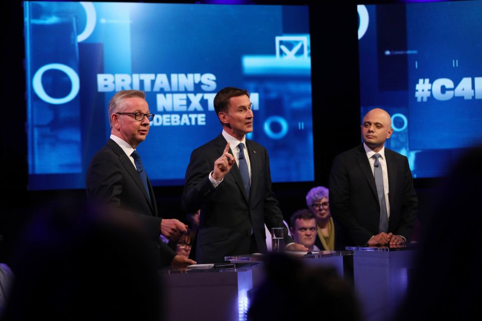  Michael Gove, Jeremy Hunt and Sajid Javid during the TV debate