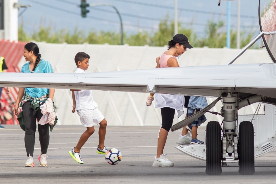  Ronaldo and his four kids were seen boarding the private jet to leave Greece