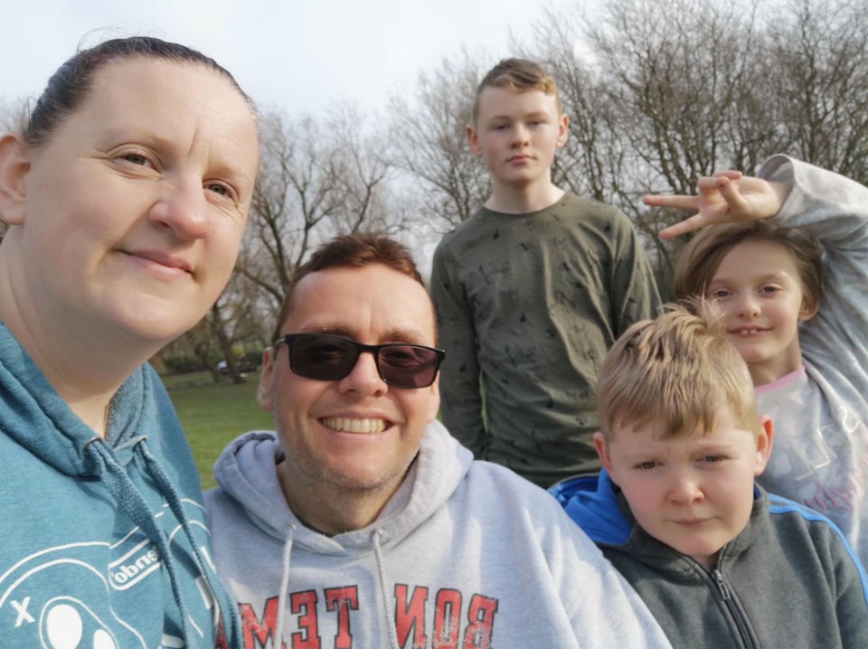  Mark with wife Cherie and their children William 13, Thomas 11, and Bella nine