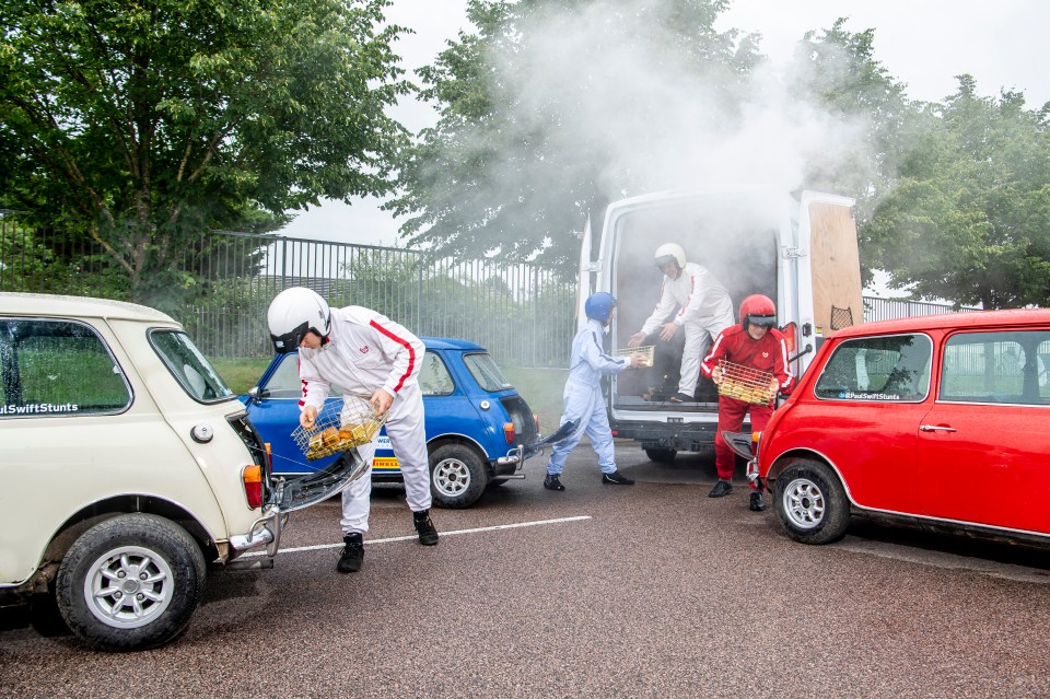  Celebrating the Italian Jobs 50th and the Mini's 60th, stuntman Paul Swift recreated the gold robbery scene