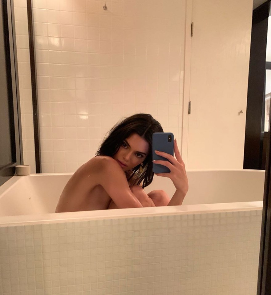 Kendall strikes a pose in a bath