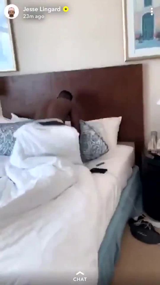  Jesse Lingard enters a third room in which his friend Jamal Branker pretends to romp on the bed