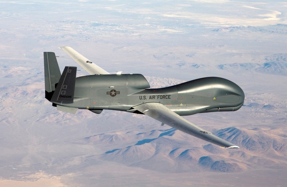  The £102million US surveillance drone was shot down over the Strait of Hormuz