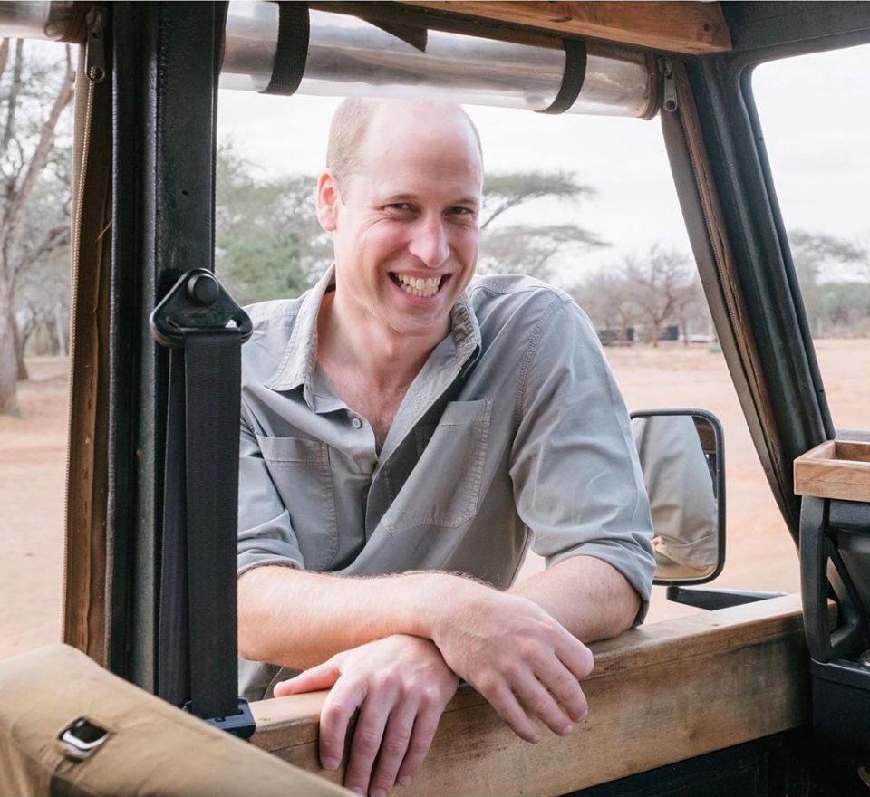  Kensington Palace shared an image of a VERY smiley Prince William on a visit to Mkomazi Rhino Sanctuary in Tazmania last year