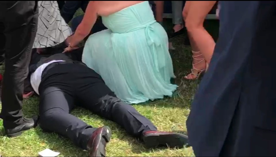 One racegoer was KO’d during the huge brawl at the posh racecourse