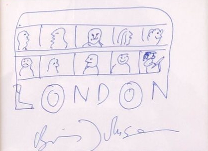  The sketch of a London bus by Johnson - which raised £1,000 for charity