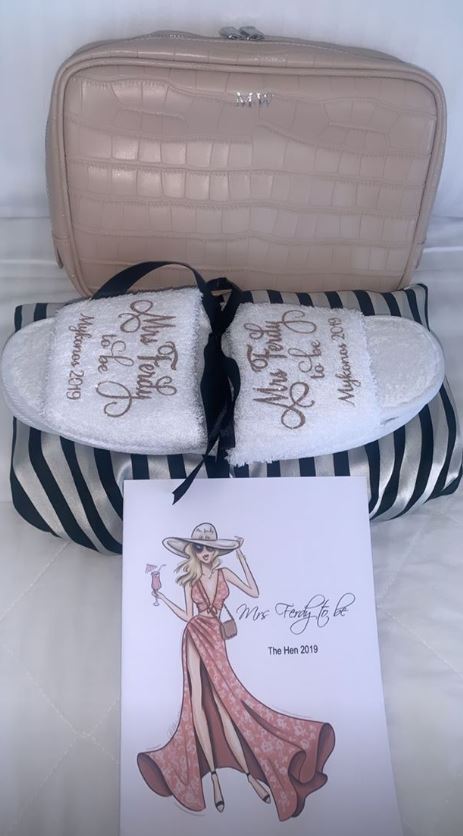  Kate had her own personalised slippers and make up bag