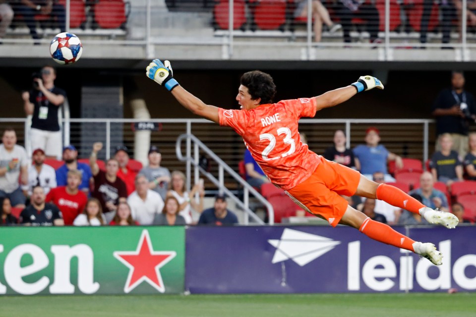  Orlando stopper Brian Rowe did his best but was nowhere near with a desperate dive