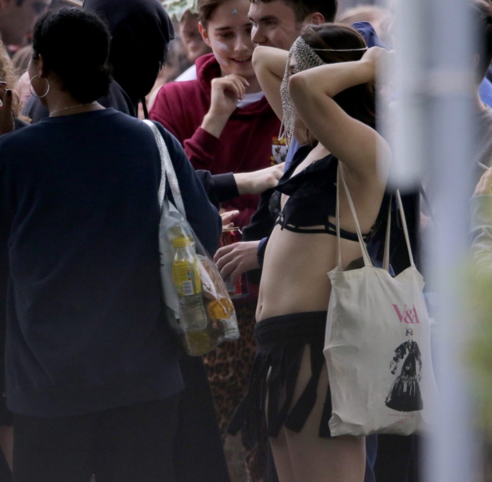  Students were seen in lingerie and fetishwear and they prepared to make their way to the secret location