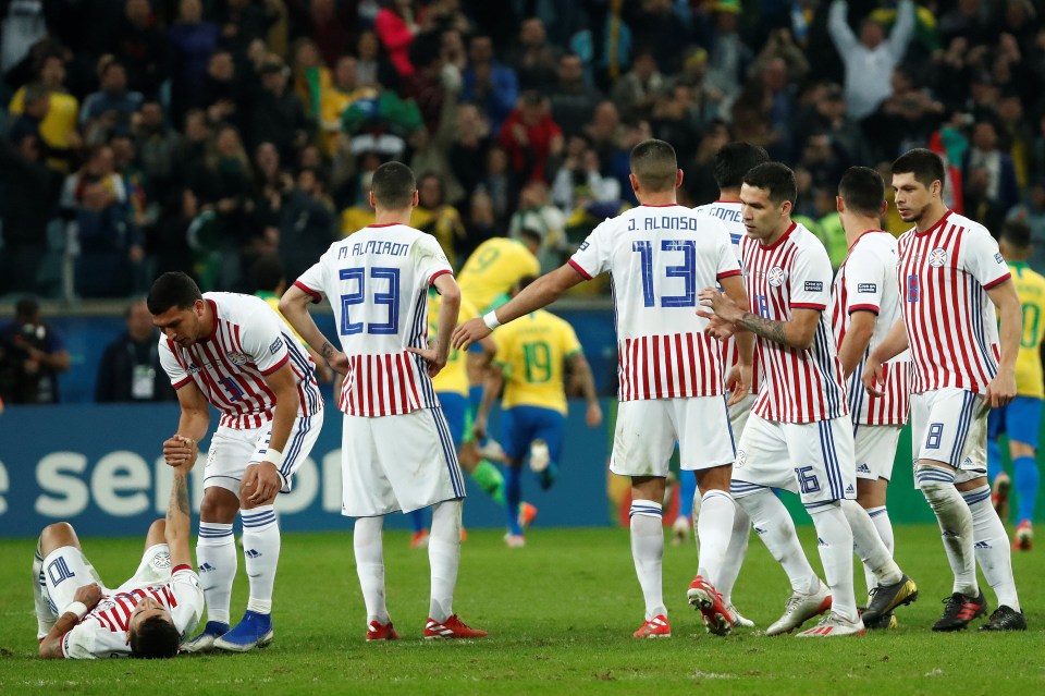  Ten-man Paraguay were left devastated after producing an impressive defensive display to thwart the Samba Boys