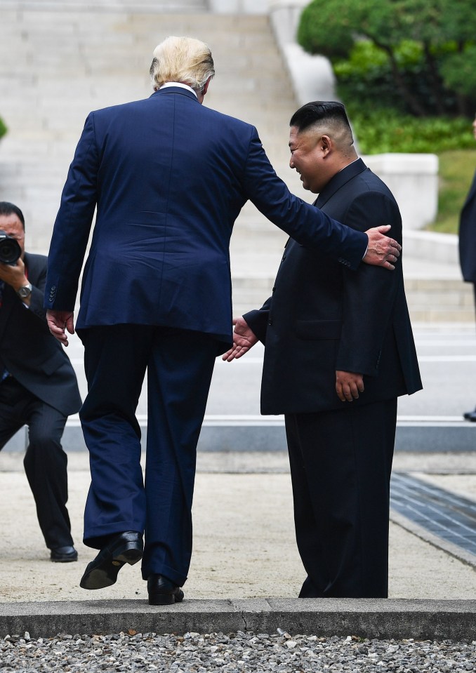  This is the moment Trump sets foot in North Korea - becoming the first US President to do so