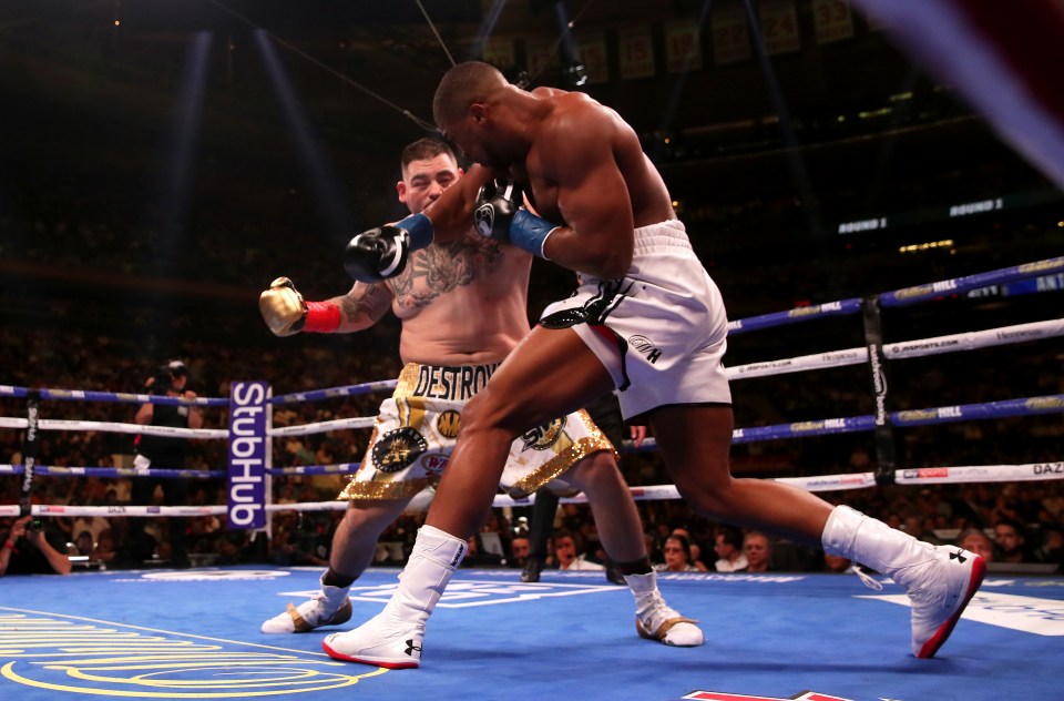 Anthony Joshua in action against Andy Ruiz Jr  at Madison Square Garden, New York