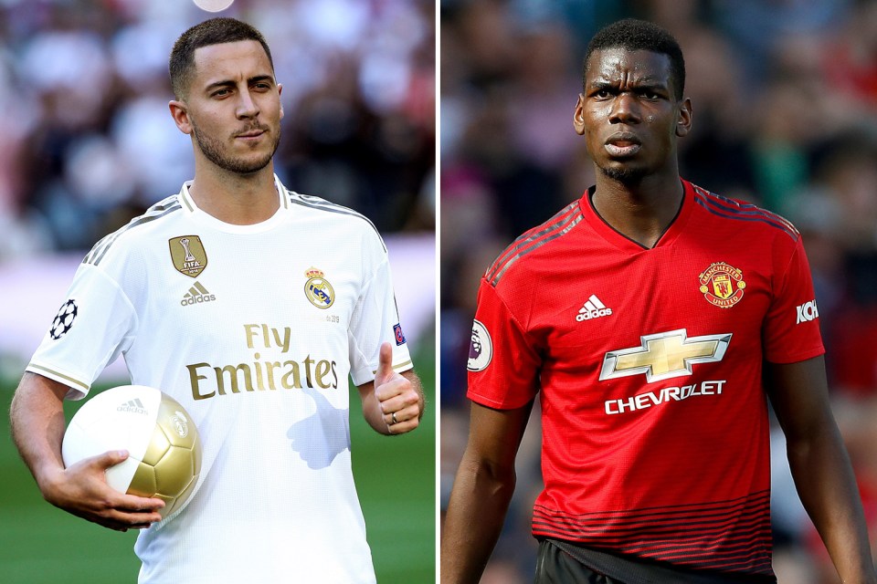  Eden Hazard says he would love to play alongside Paul Pogba at Real Madrid