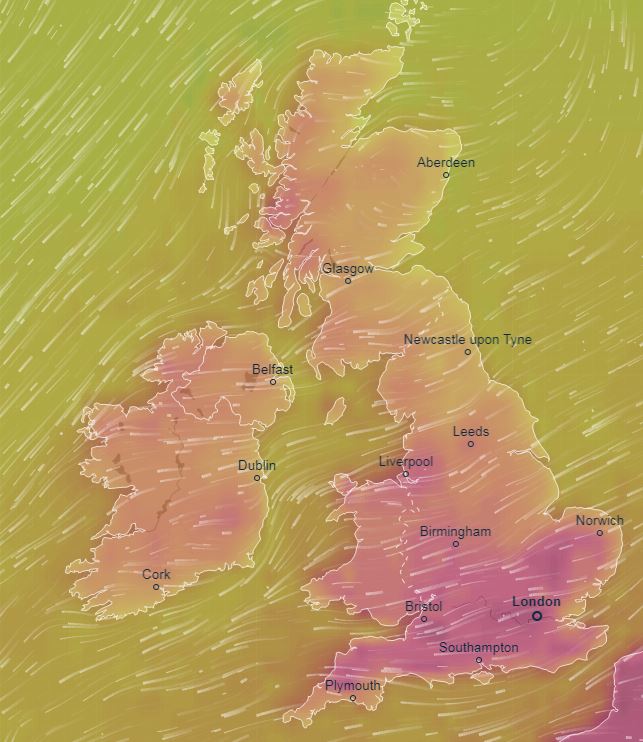  Wednesday is set to be the hottest day of the year so far with temperatures reaching over the 30C mark as seen in this weather graphic