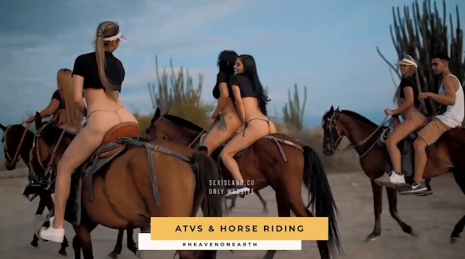  Topless women were seen riding horses in the new video