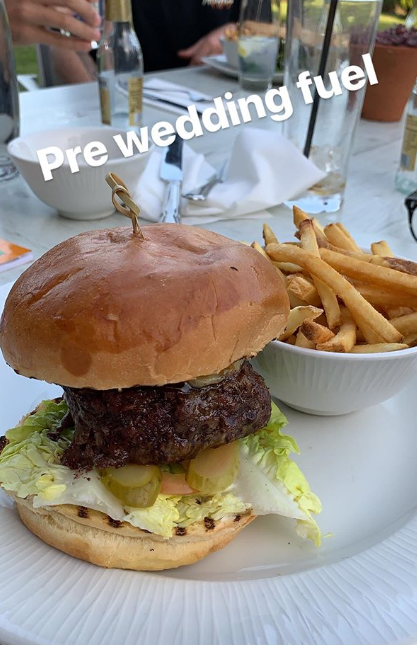  Joe tucked into a burger before the big day