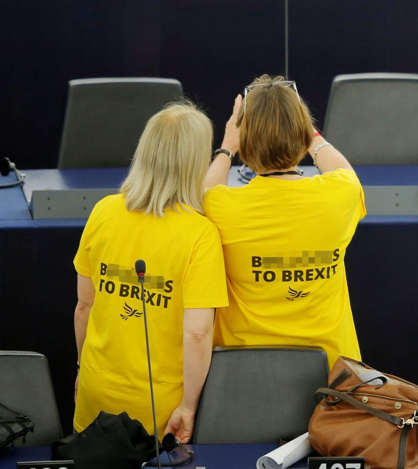  Lib Dems flaunting snarky little 'B***ocks to Brexit' shirts — as pathetic an act of virtue-signalling as we have ever seen