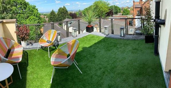  The apartment includes an enviable grass terrace