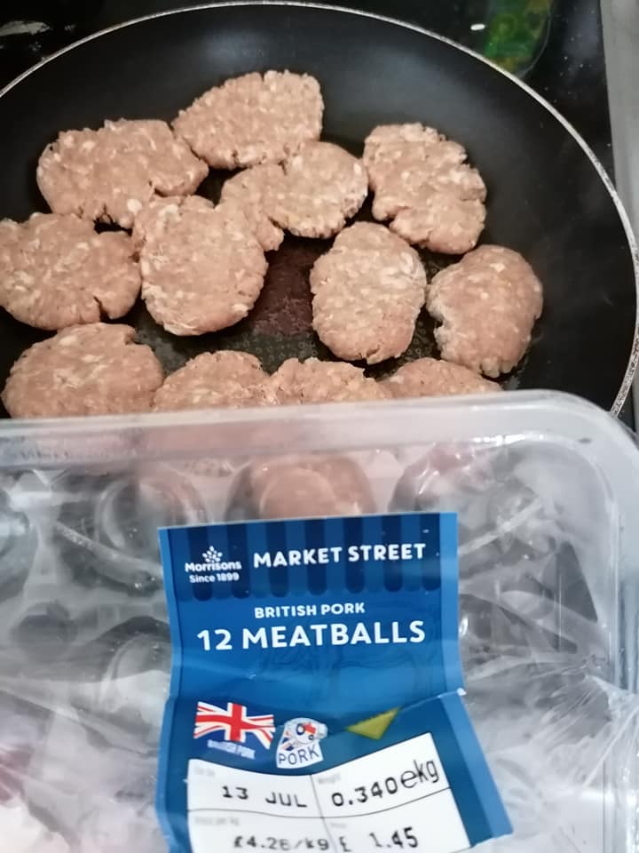 Pork meatballs were flattened to resemble McDonald’s sausage patties