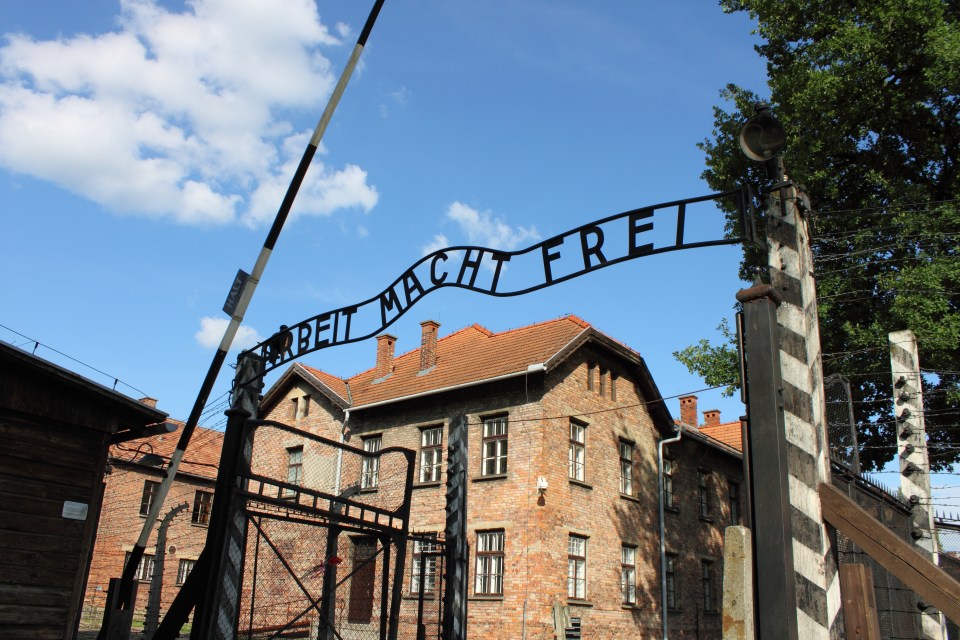  The main entrance gate to the Auschwitz concentration camp