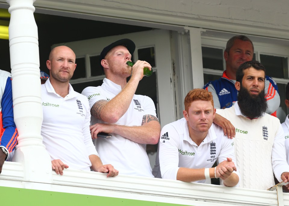  Ben drinks a beer on the pavilion balcony after a test match in 2015