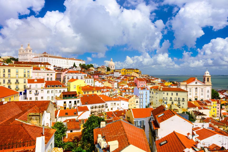  The Lisbon old town skyline in the Alfama district