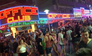  Tourists crowd in Punta Ballena street in Magaluf holiday resort