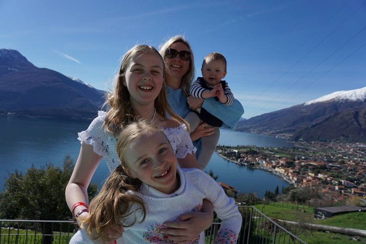  Sadie (front) with her mum Clare and sisters Charlotte and April