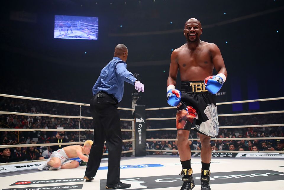  Mayweather made £7m for his one round demolition against kickboxer Tenshin Nasukawa