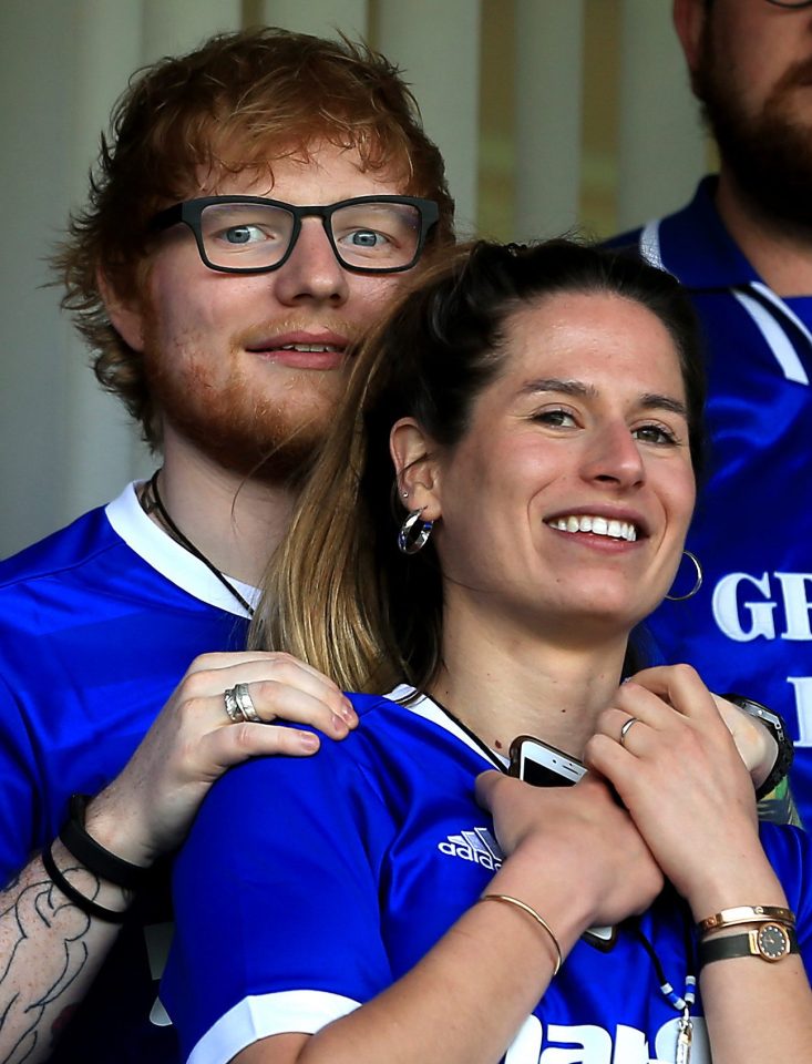  Ed Sheeran with wife Cherry attending an Ipswich game